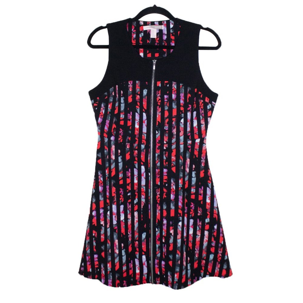 Forever 21 Floral Striped Front Zipper A-line Dress